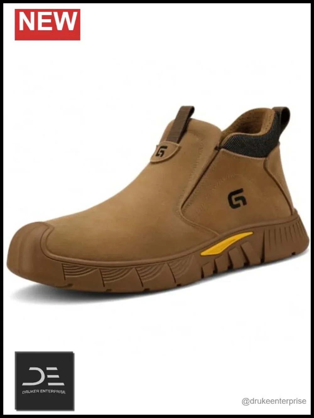Steel Toe Work Shoes for Men - Slip-On Mid-Top Suede Welding Shoes